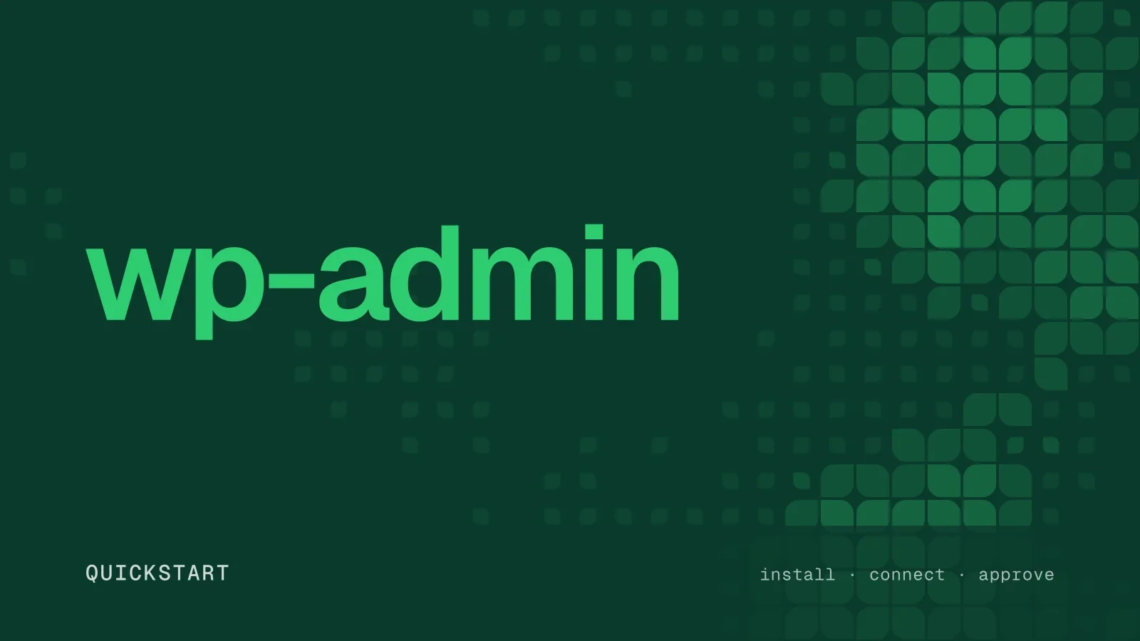 A LangRelay cover with the word wp-admin in green, for the WordPress quickstart guide.